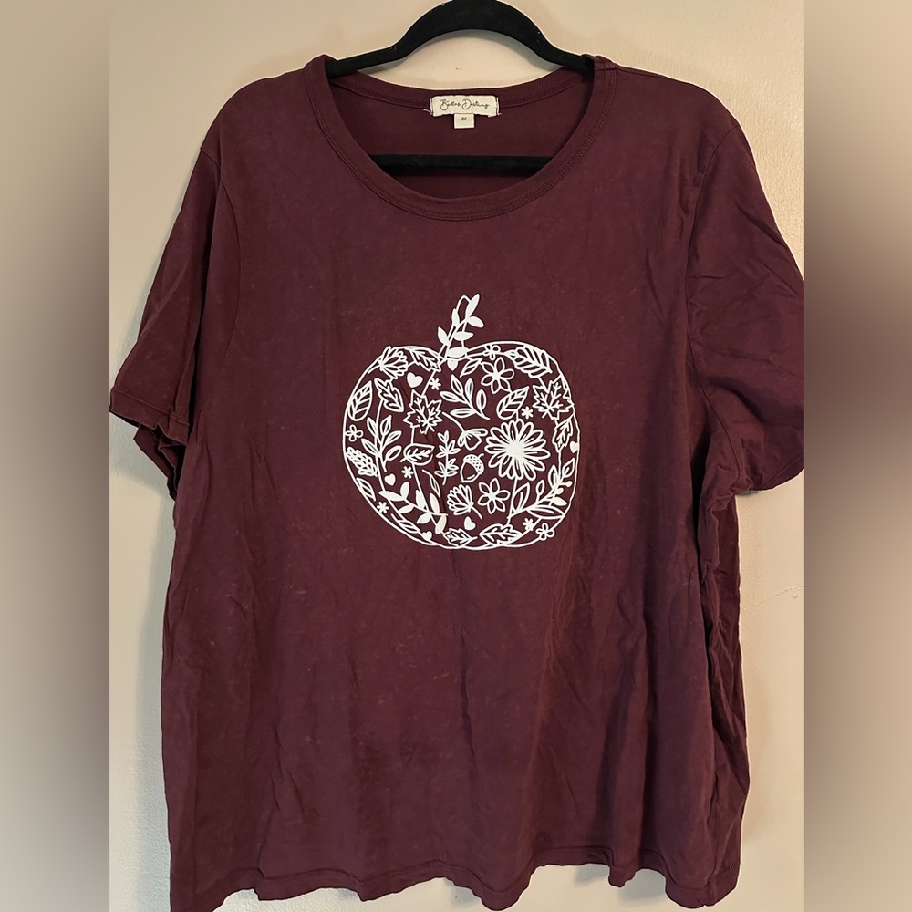 Bella D. Burgundy Floral Graphic Tee